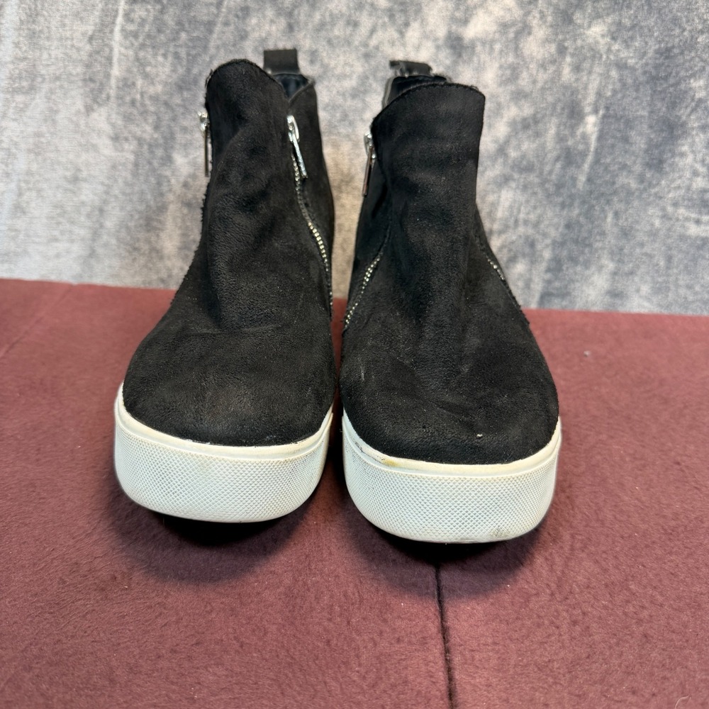 Soda Wedge Sneakers Womens Black Regular Size 10 Double Side Zip Ankle Bootie - Picture 9 of 12